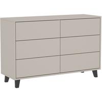 KOMMODE Home mit 6 Schubladen, 120 cm, ohne Griffe, Kaschmir - Kaschmir/Schwarz, Holzwerkstoff (120/80/40cm) - Beautysofa