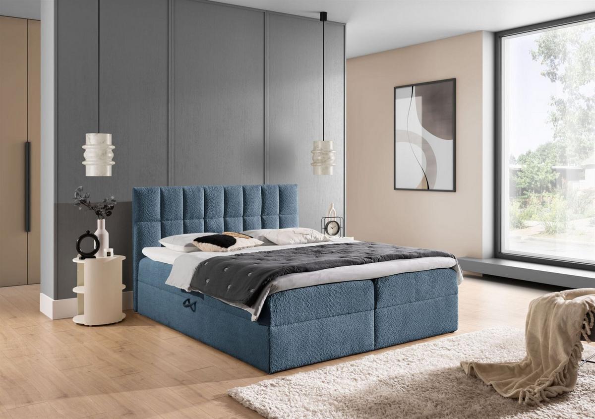 BOXBETT Dominga - Hellblau, Holzwerkstoff/Textil (180/200cm) - Fun Möbel