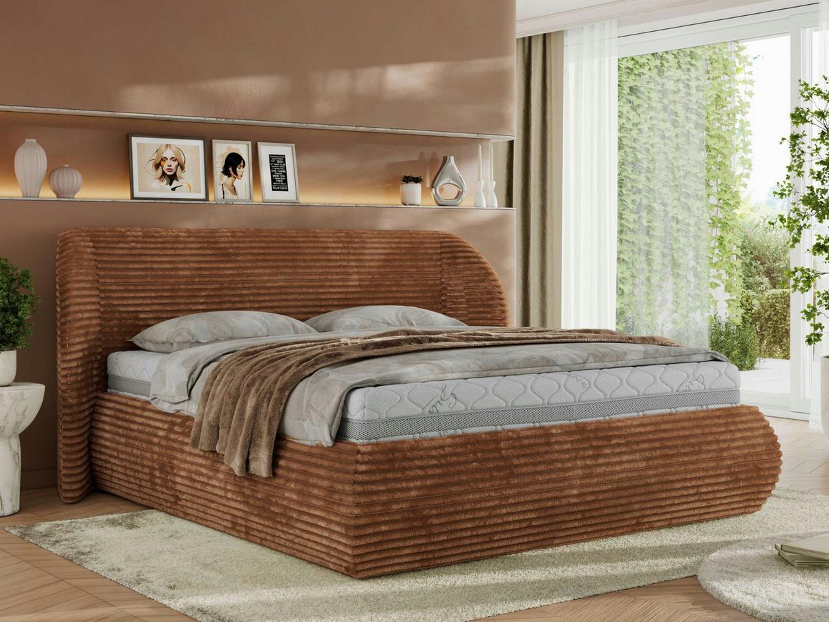 POLSTERBETT CAELA CLASSIC 180/200 - Orange Cord - Multipocket-Matratze - Orange, Textil (180/200cm) - MKS