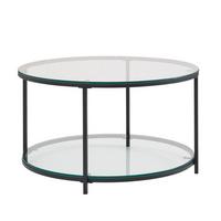 COUCHTISCH Glas-Metall Mix mit zwei Ablagen in Marmoroptik, Transparent 80x80x45 cm - Transparent/Schwarz, Metall (80/80/45cm) - KADIMA DESIGN