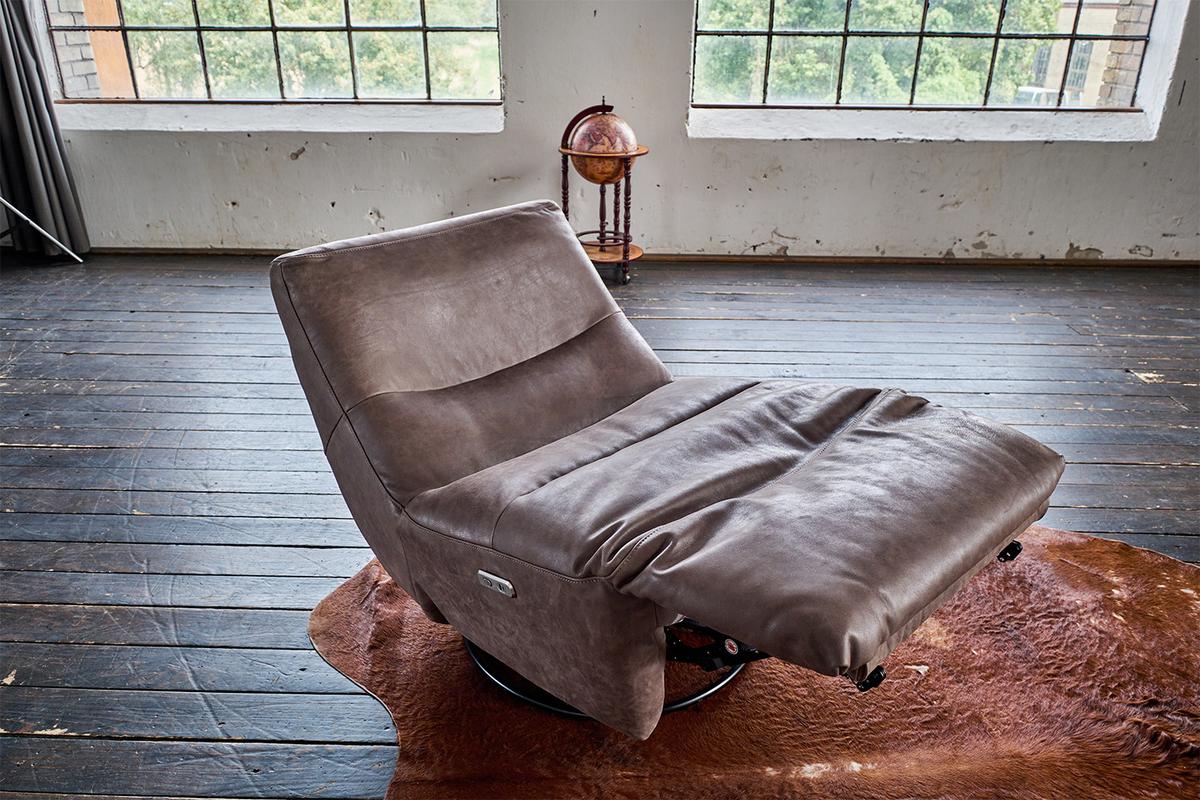 SESSEL ELEKTRISCH VERSTELLBAR CINE Taupe Leder Relaxfunktion - Taupe/Schwarz, Leder/Metall (87/93/106cm) - KAWOLA
