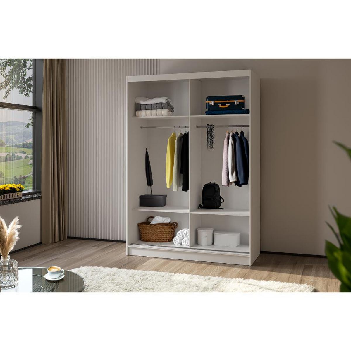 SCHWEBETÜRENSCHRANK Mario 150/216/61 schwarz - Schwarz, Holzwerkstoff (150/216/61cm) - Beautysofa