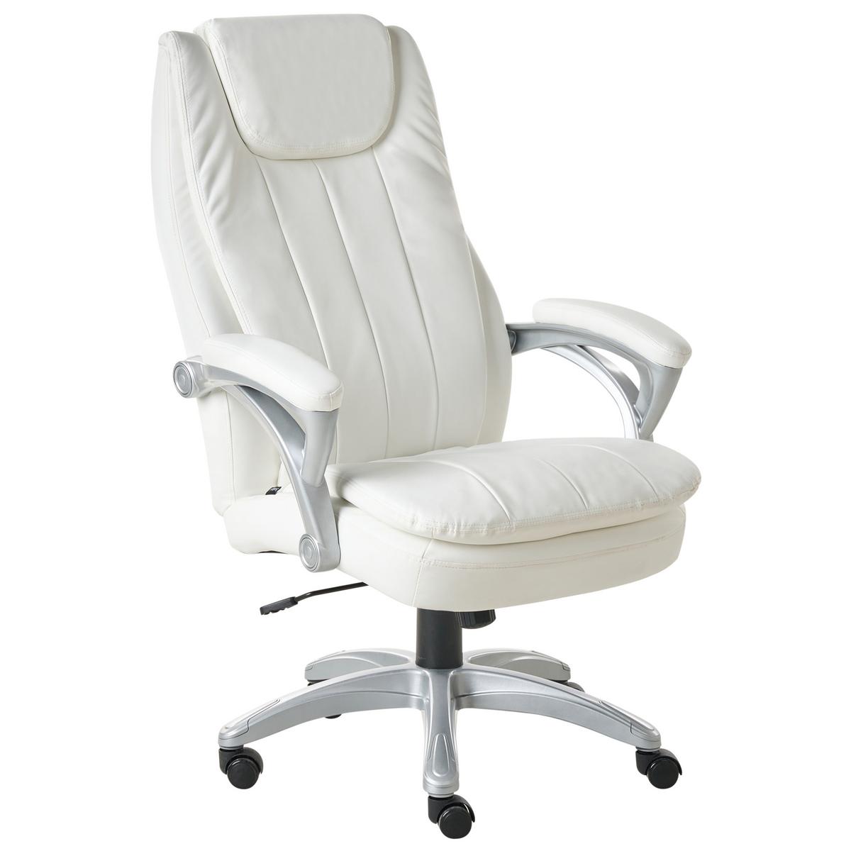 CHEFSESSEL Kunstleder Cremeweiß Chief - Weiß, Kunststoff (71/119/71cm) - Beliani