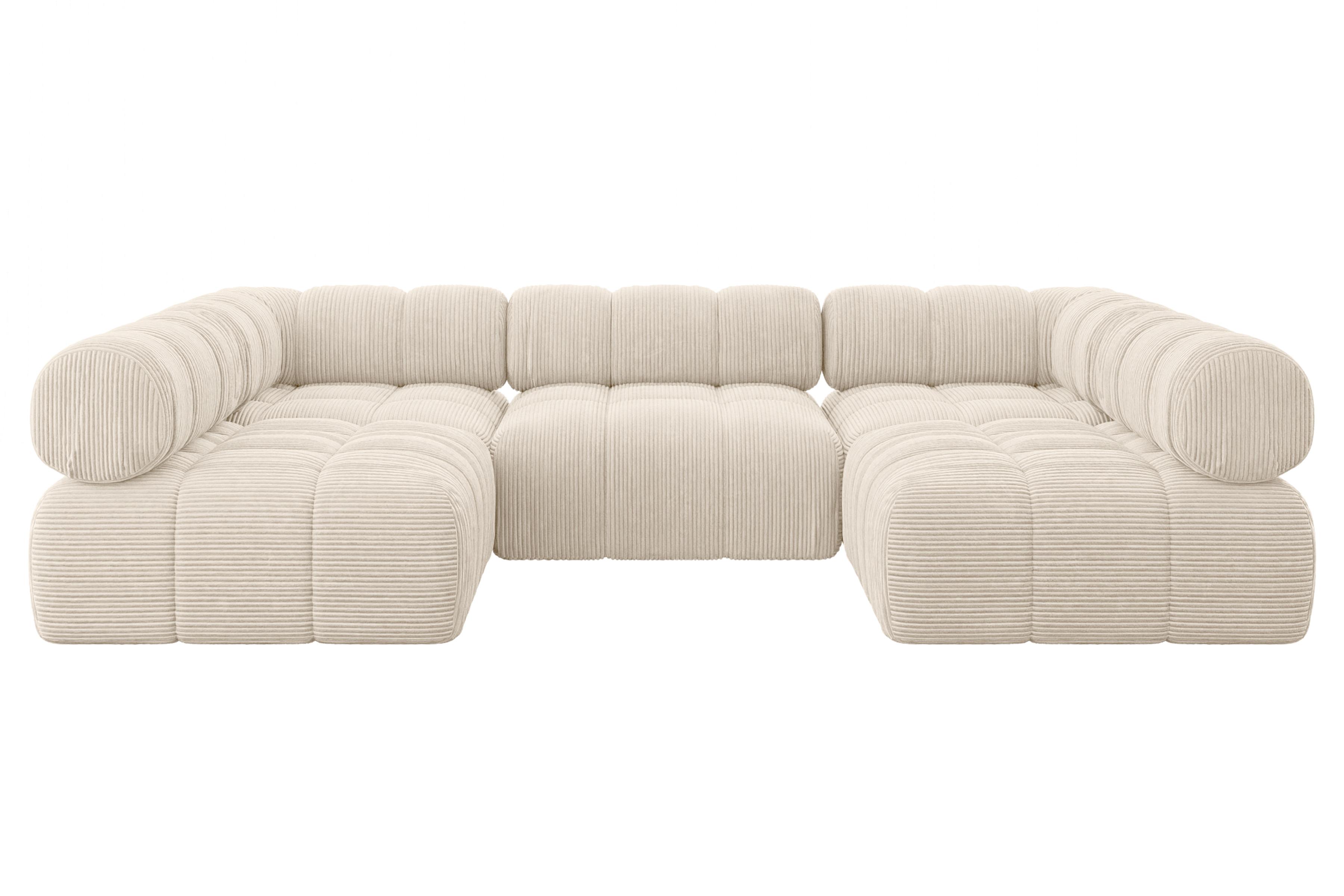 WOHNLANDSCHAFT modulares Sofa Garvo-U1 - 285x190x70 cm Beige Cord - Beige, Holzwerkstoff/Textil (285/70/190cm) - ALTDECOR