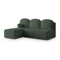ECKSOFA TRAMA Grün Boucle-Stoff mit Schlaffunktion - Grün, Holz (200/143cm) - MASSENO