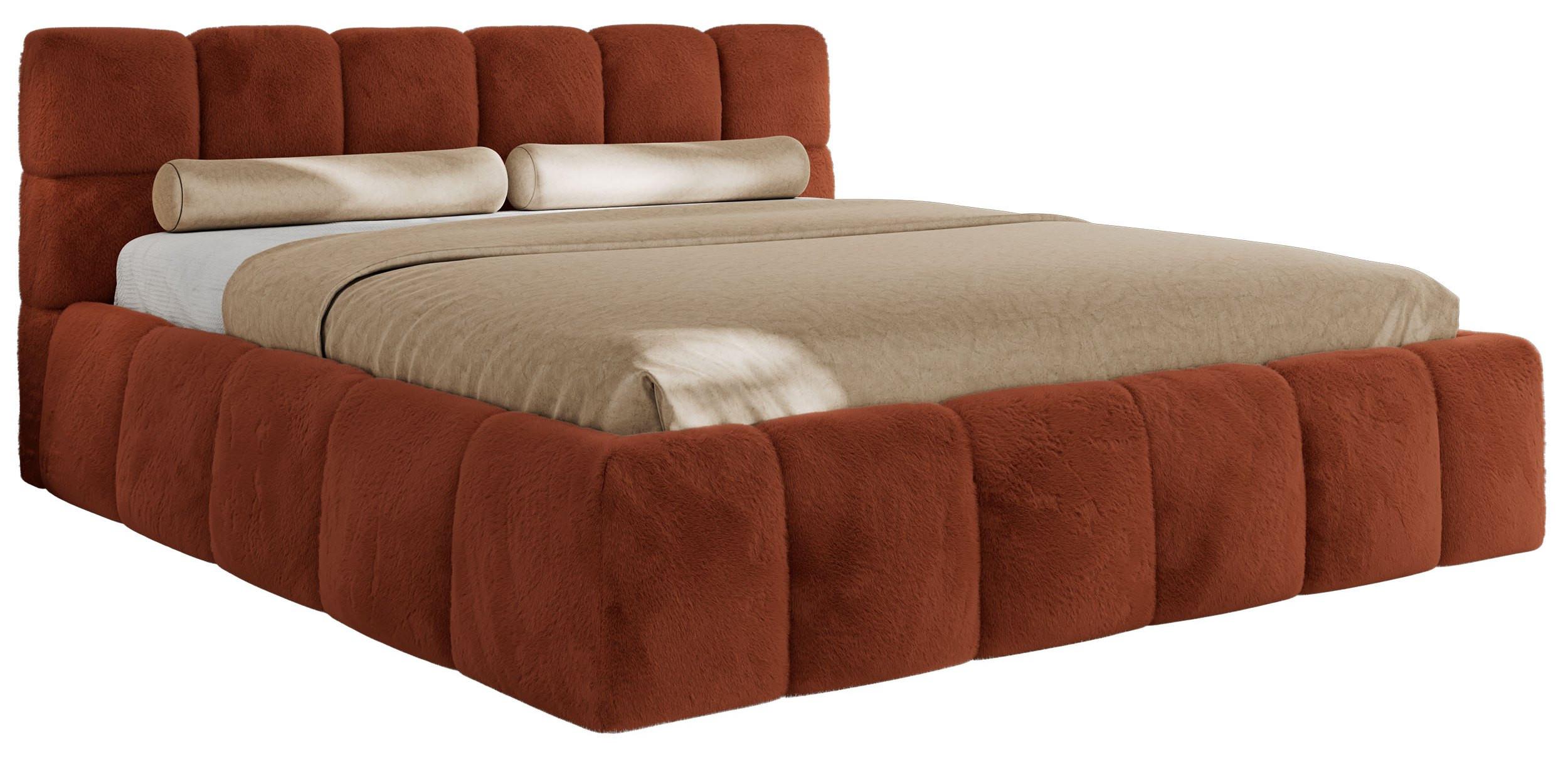 POLSTERBETT NIRA CLASSIC 160/200 - Orange Plüsch - Schaum-Matratze - Orange, Textil (160/200cm) - MKS