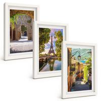 BILDER SET 3er Set - 20x30 cm Weißer Rahmen - Straßen der Eiffel-Architektur - Weiß, Kunststoff (20/30cm) - TULUP