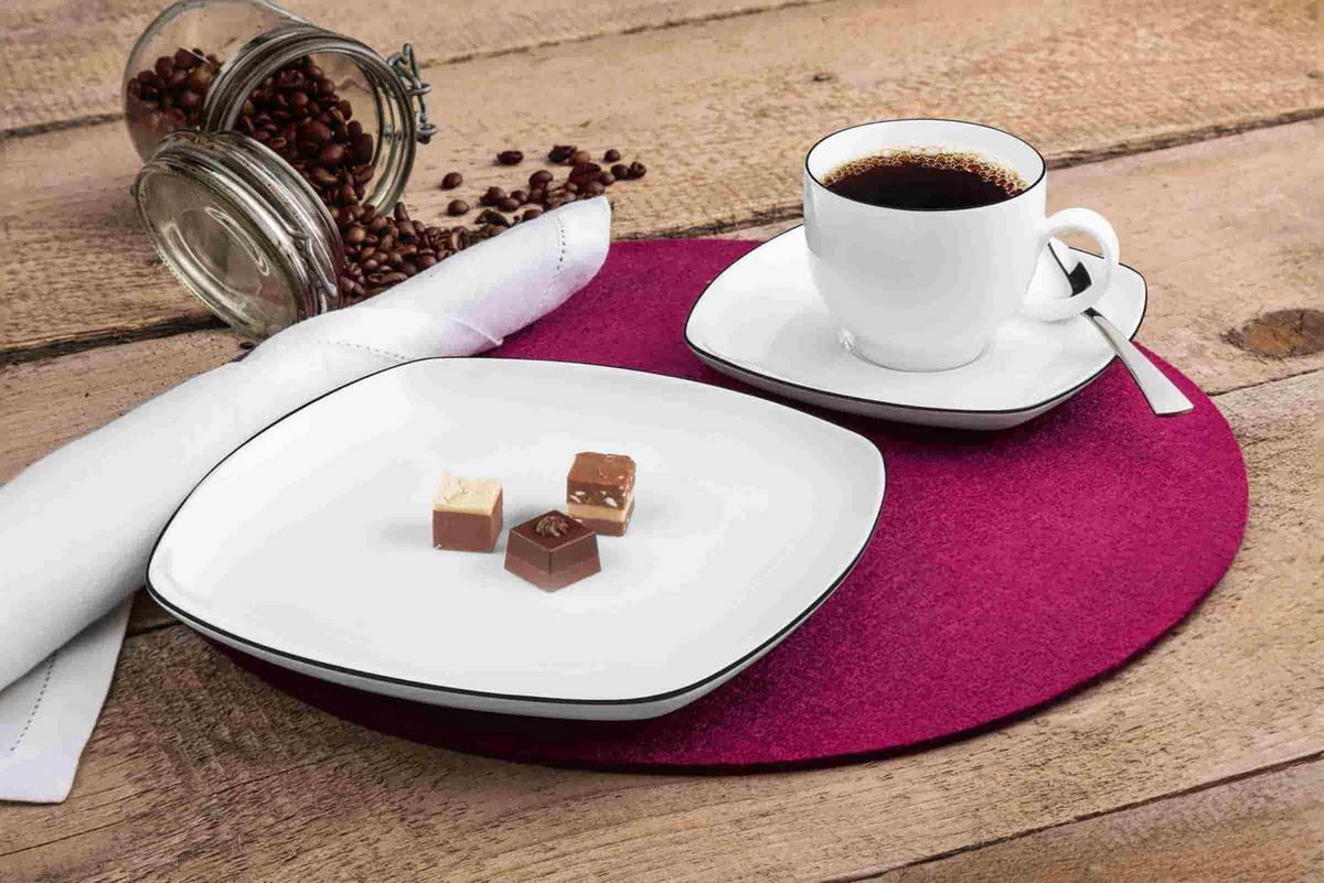 UNTERTASSEN ECKIG Lido Black Line weiß 14,5 x 14,5 cm 6er Set - Weiß, Keramik (14.6cm) - Seltmann Weiden
