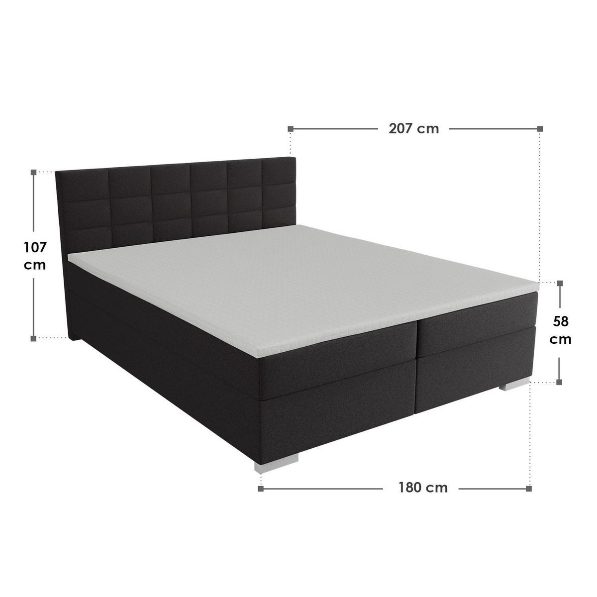 BOXBETT Seattle schwarz 180x200 cm Malmo-Stoff - Schwarz, Textil (180/200cm) - Juskys