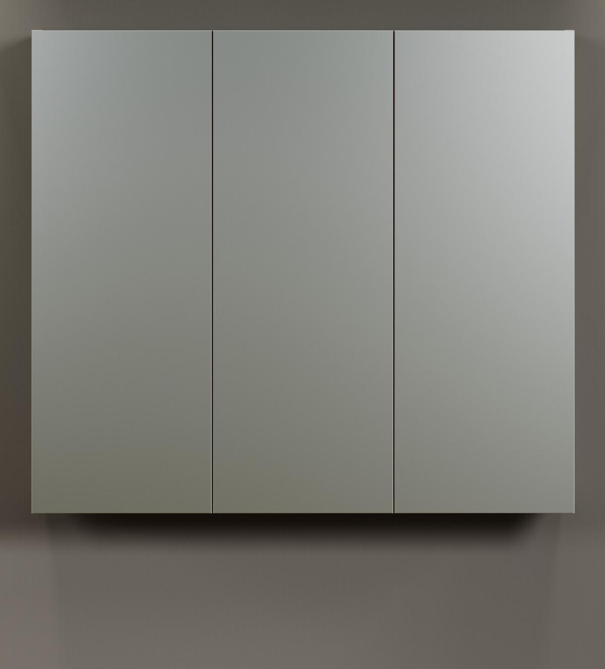 SPIEGELSCHRANK Kaschmir grau 90 cm, Badschrank 3-türig - Klar/Grau, Glas/Holzwerkstoff (90/80/20cm) - Top.Furn