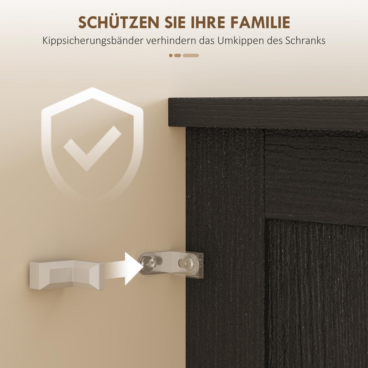 KÜCHENSCHRANK MDF Spanplatte Schwarz - Schwarz, Holzwerkstoff/Metall (40/182.5/76cm) - HOMCOM