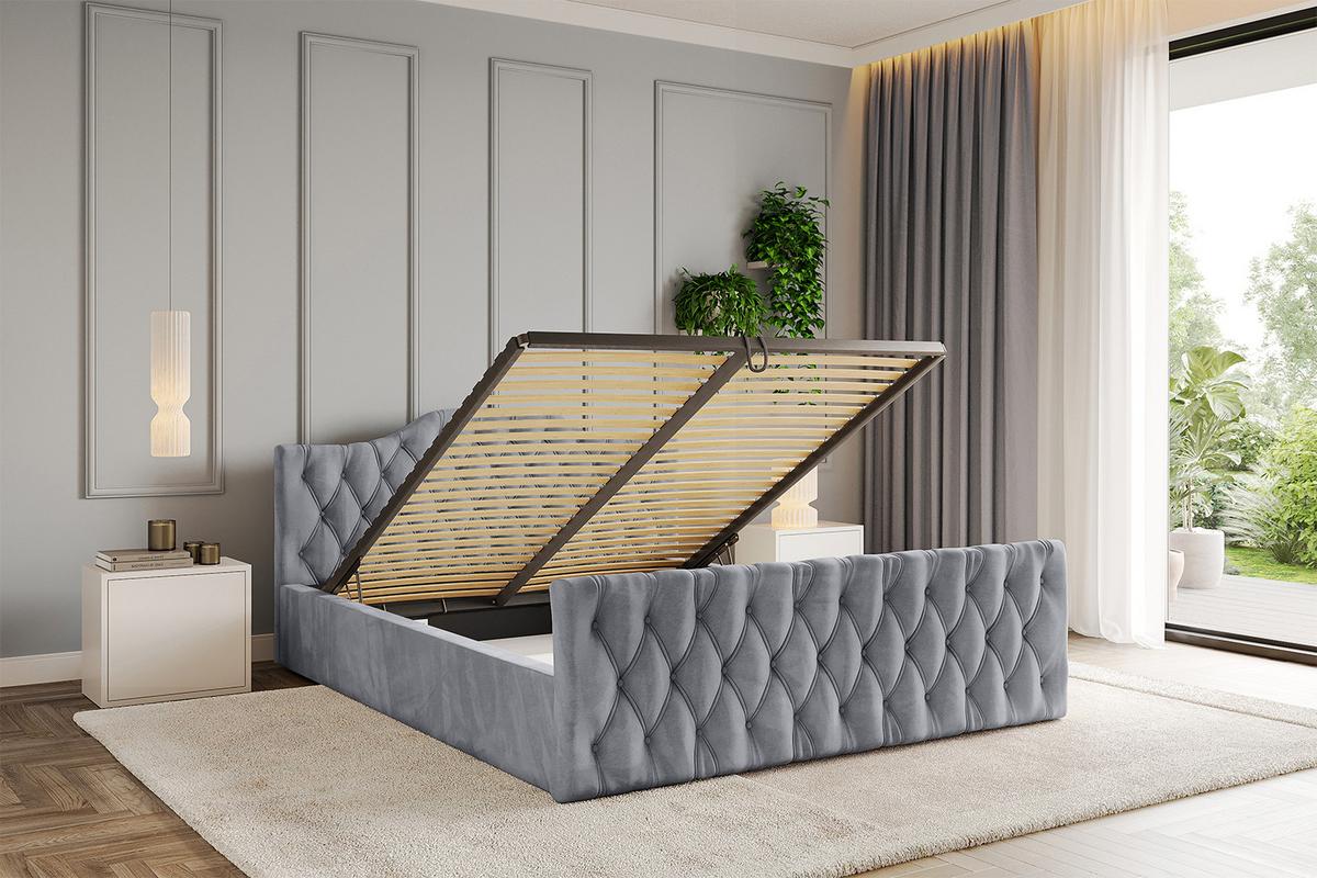 POLSTERBETT mit Bettkasten, Fußteil und Lattenrost, Boxbett mit Matratze H3/H4 - FALIO-Z-V1 120x200 Hellgrau - Hellgrau, Holzwerkstoff/Textil (120/200cm) - ALTDECOR