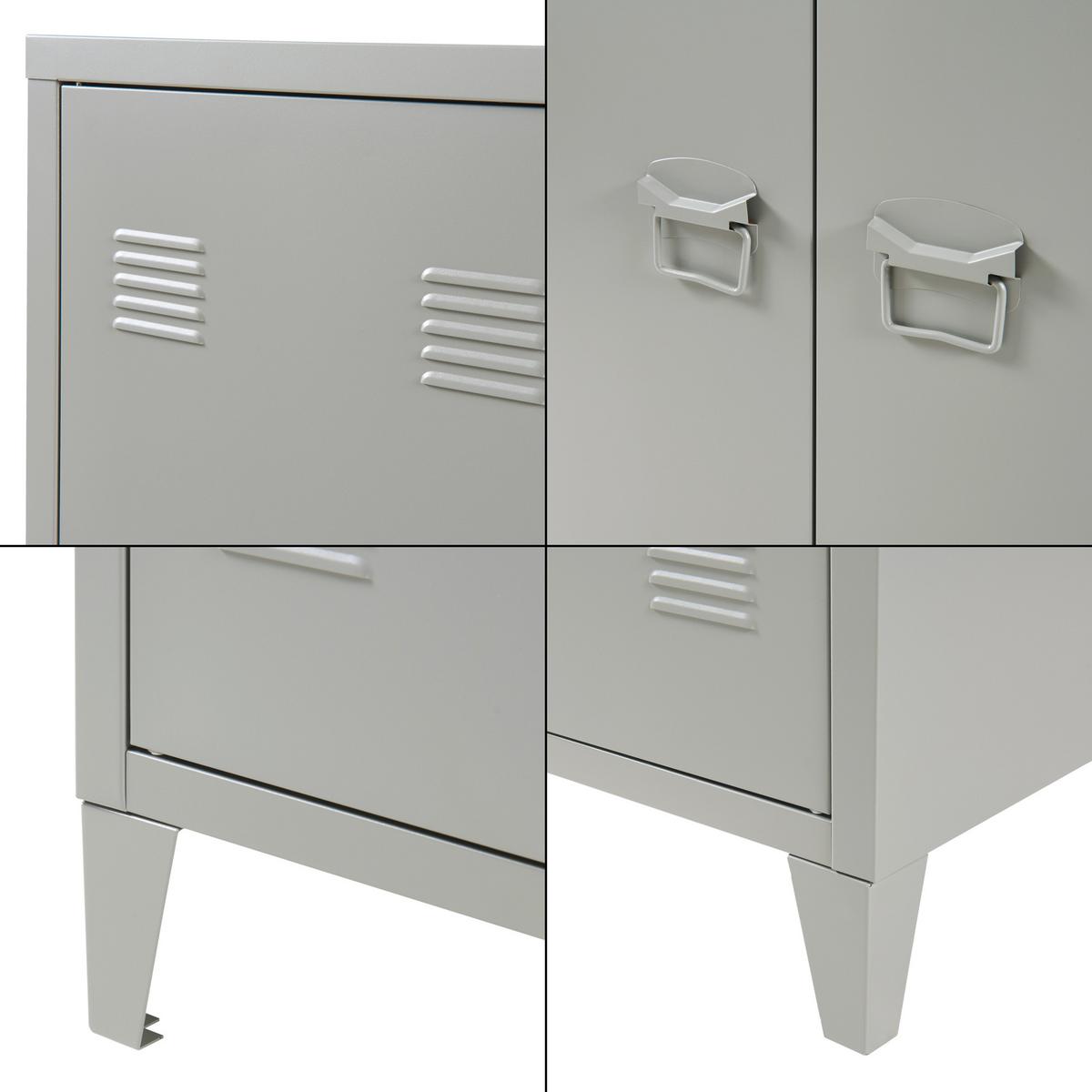 METALLSCHRANK Oripää - Dunkelgrau, Metall (75/110/33cm) - [en.casa]