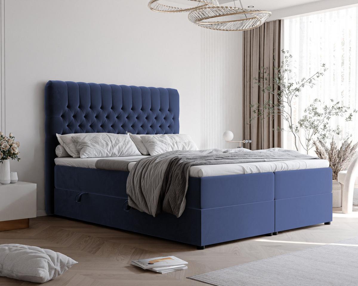 BOXBETT 120x200 cm mit Topper - Blau, Holzwerkstoff/Textil (120/200cm) - Idohome
