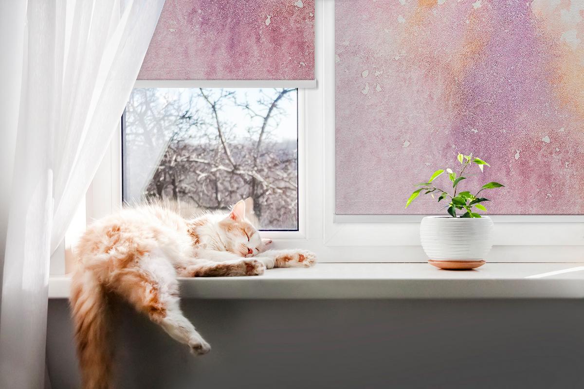 INNENROLLO - Fensterrollo - Rollo - 120x140 cm - Künstlerischer Farbklecks - Pink, Kunststoff (120/140/0.5cm) - TULUP