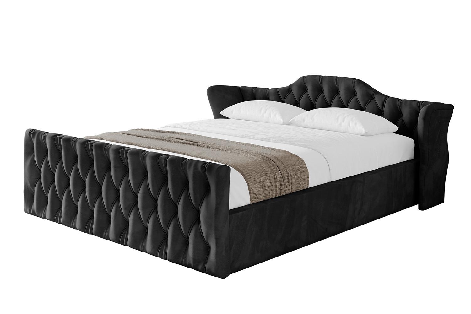 POLSTERBETT mit Bettkasten, Fußteil und Lattenrost, Boxbett mit Matratze H3/H4 - ZORAN-Z-V1 120x200 Schwarz - Schwarz, Holzwerkstoff/Textil (120/200cm) - ALTDECOR