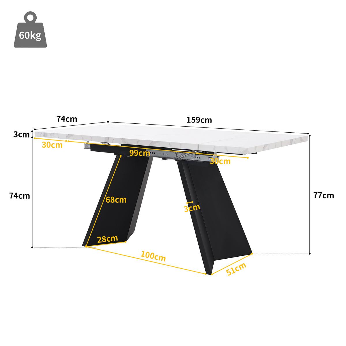 TISCHGRUPPE 7-teilig Ausziehtisch Marmoroptik Weiß & 6x 360° Drehstühle Beige - Schwarz/Weiß, Holzwerkstoff/Textil (159/77/74cm) - Urban Meuble