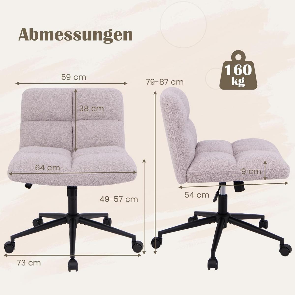 BÜROSTUHL Hellgrau - Hellgrau, Textil (73/87/69cm) - COSTWAY