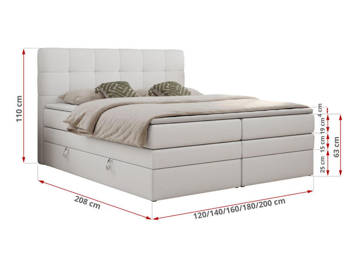 BOXSPRINGBETT LUKA KING 180/200 Weiß Kunstleder - H3 - Weiß, Holz/Textil (180/200cm) - MKS