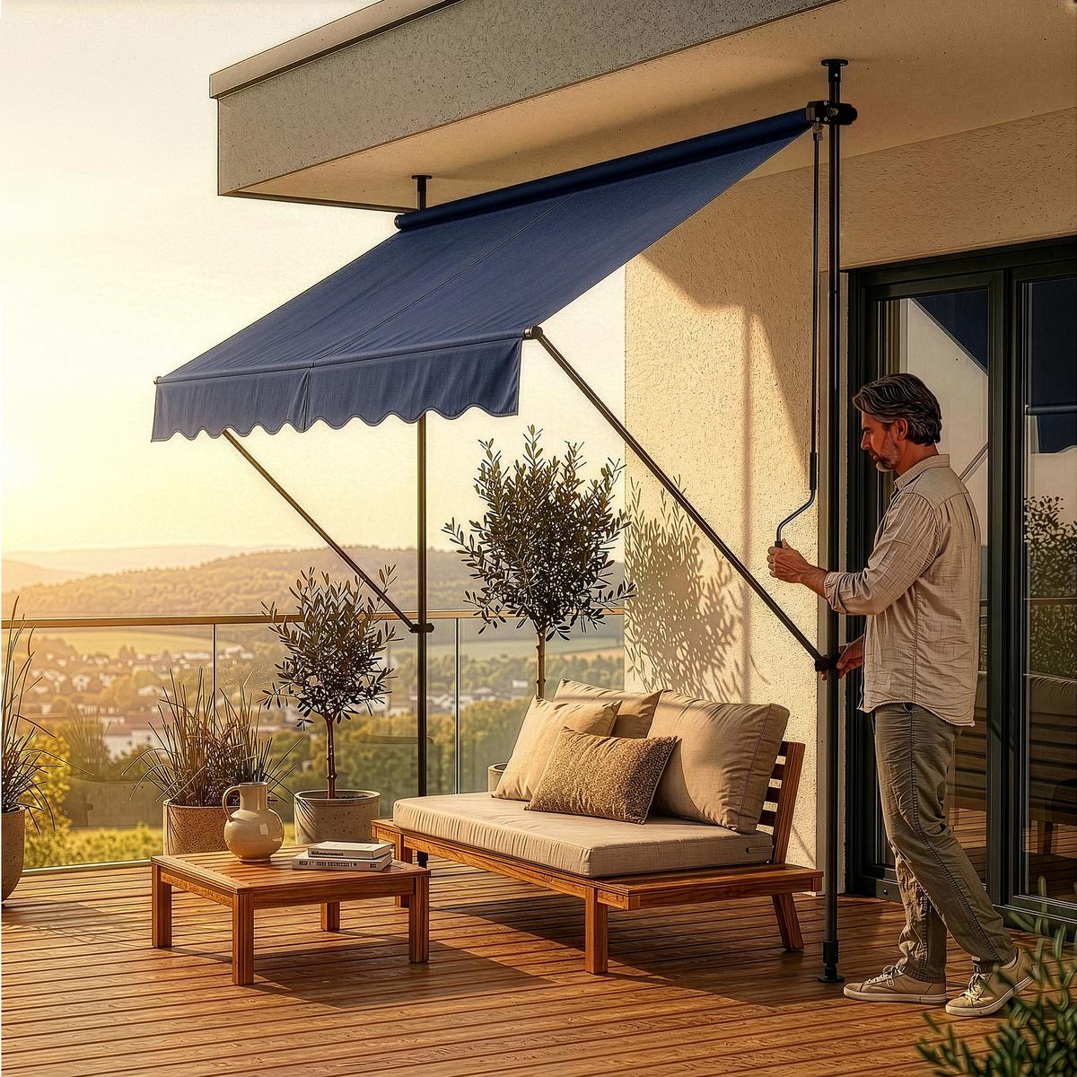 KLEMMMARKISE Stem - Dunkelblau, Textil/Metall (400/309/120cm) - pro.tec