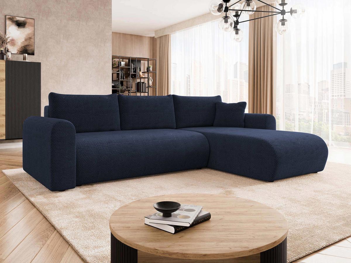 ECKSOFA Eliwo - Blau/Schwarz, Holz/Textil (252/158cm) - MIRJAN24