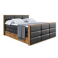 BOXSPRINGBETT mit Matratze H3|H4 und Lattenrost - LOLLI1-Z KING-180x200 - Schwarz Kunstleder - Schwarz, Holzwerkstoff (180/200cm) - ALTDECOR