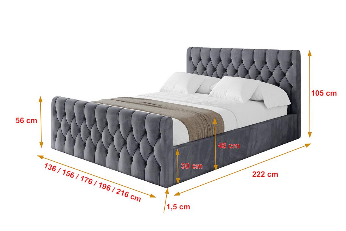 POLSTERBETT mit Bettkasten, Fußteil und Lattenrost, Boxbett mit Matratze H3/H4 - RENO-Z 180x200 Dunkelgrau - Dunkelgrau, Holzwerkstoff/Textil (180/200cm) - ALTDECOR