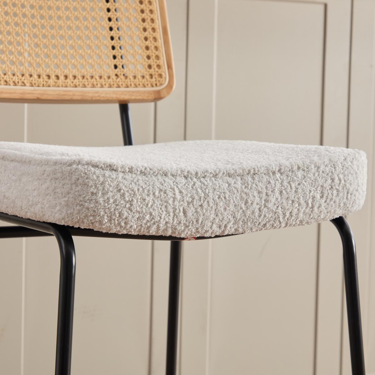 BARHOCKER 2er-Set Vintage PU-Leder Rattan-Optik Holz & Metall - Creme, Textil (46.2/96.5/59.8cm) - Urban Meuble