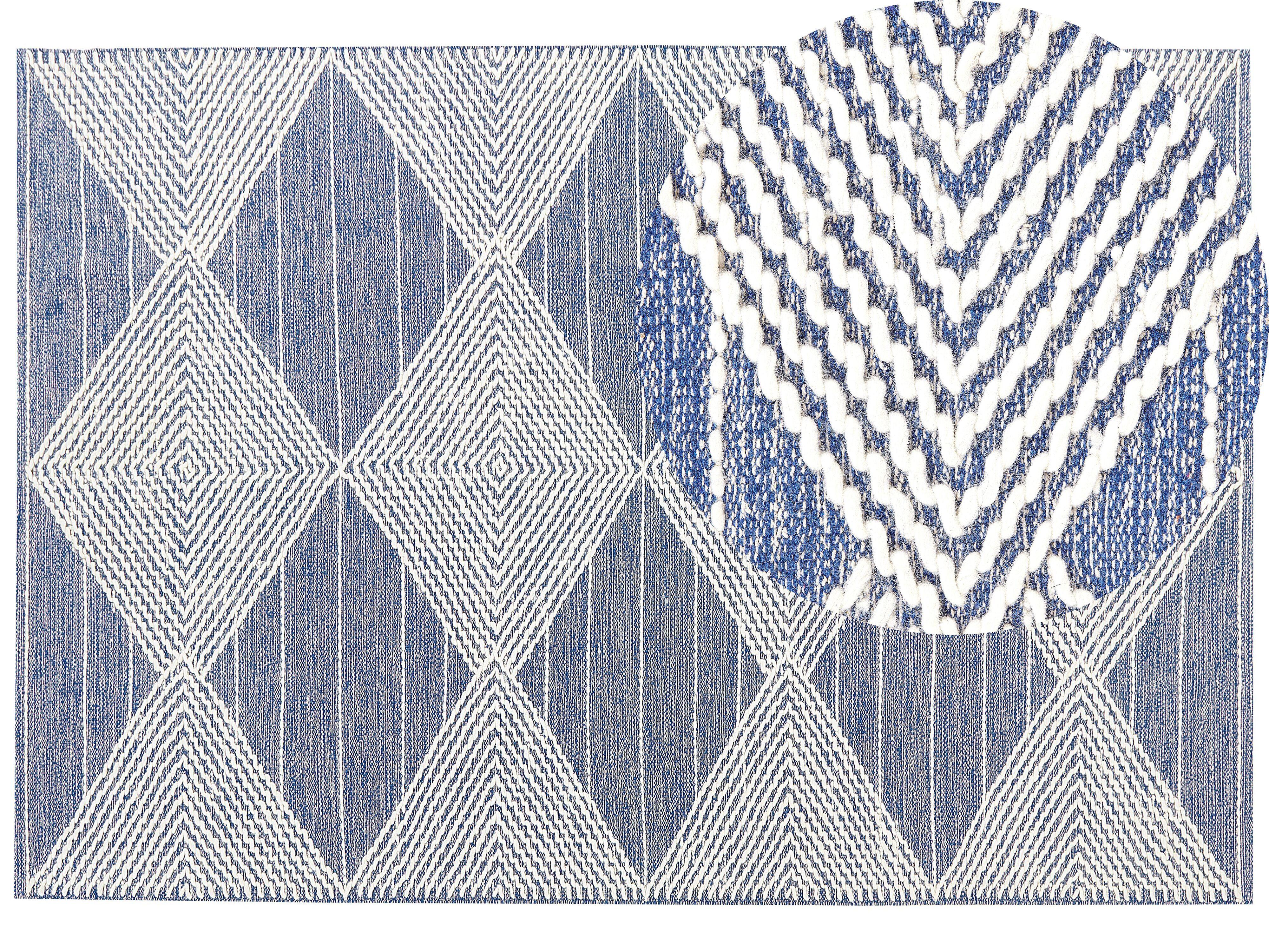 KURZFLOR-TEPPICH Datca 230/160 cm - Blau, Textil (160/230cm) - Beliani