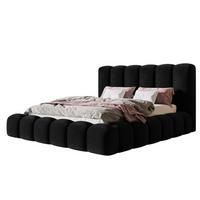 BETT 140x200 - Polsterbett mit Bettkasten und Metallrahmen - Modern Bett - Eleganter Amor-Velvet-Stoff - Kollektion Nora Maxi - Schwarz - Schwarz, Holz/Textil (140/200cm) - Alpi-Möbel