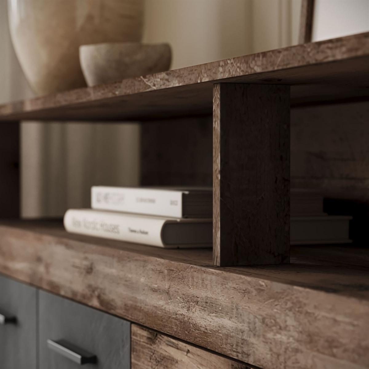 KOMMODE ROMANO mit Schubladen - Taupe/Dunkelbraun, Holzwerkstoff (190/96/32cm) - Lookway