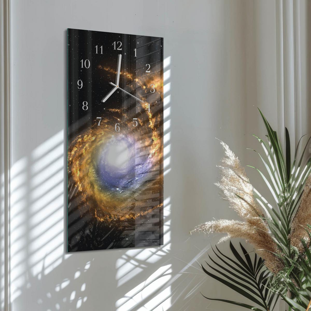WANDUHR aus Glas 30x60 cm - Kosmos - Multicolor, Glas (30/60/0.4cm) - TULUP