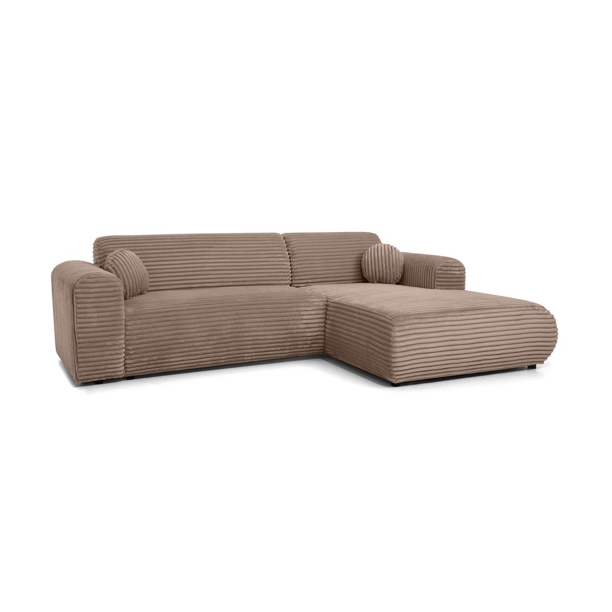 ECKSOFA Puerto, ohne Schlaffunktion, Hellbraun, rechts - Hellbraun/Schwarz, Textil (269/170cm) - Beautysofa