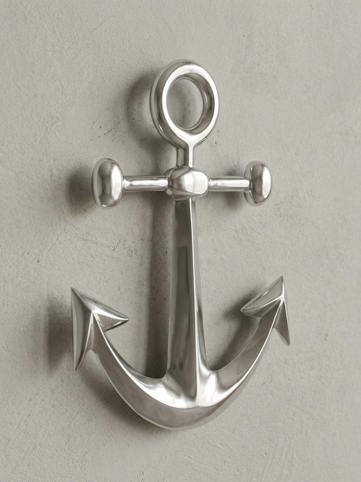 WANDDEKO Anker Aluminium silberfarben poliert 62,5 cm handgefertigt - Silberfarben, Metall (40/63/4cm) - KADIMA DESIGN