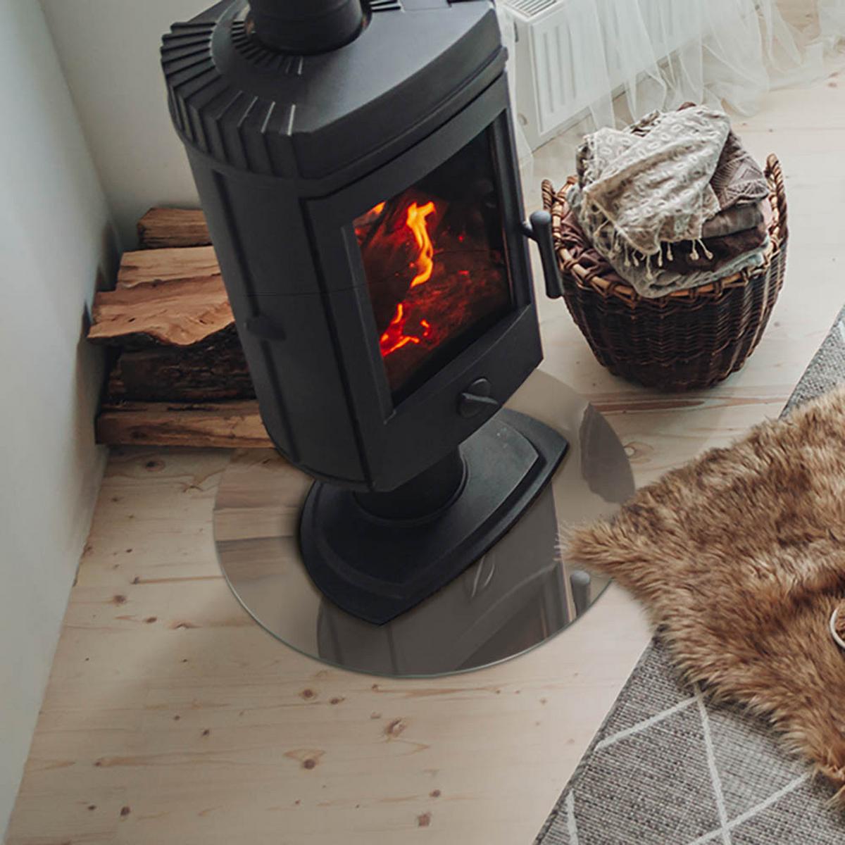 GLASPLATTE für Kamin Ø 50 cm - Braun, Glas (50/50/0.4cm) - TULUP