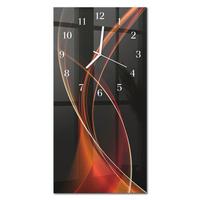 WANDUHR aus Glas 30x60 cm - Abstrakte Linien - Orange, Glas (30/60/0.4cm) - TULUP