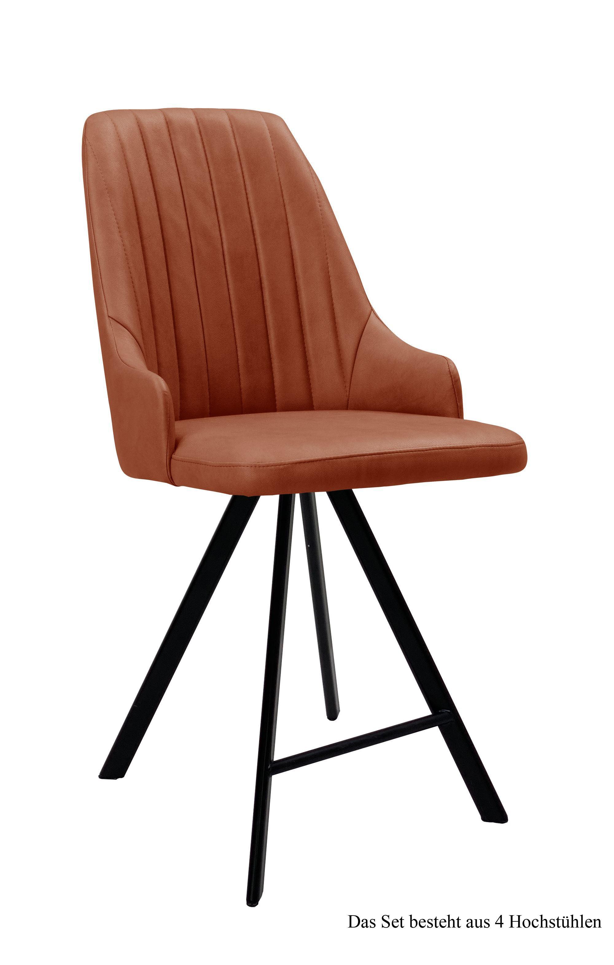 THEKENSTUHL drehbar (4er-Set) Diannah 52x108x60 Schwarz/Cognac - Cognac/Schwarz, Kunststoff (60/108/52cm) - 58aufmkessel