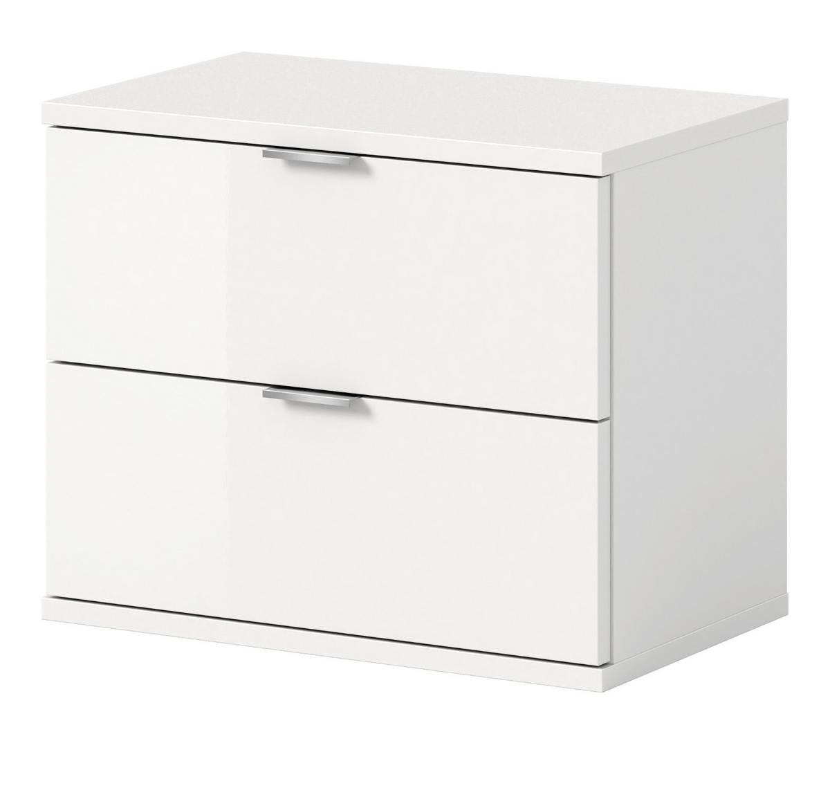 GARDEROBENBANK weiß Hochglanz 52 x 42 cm, Schuhschrank mit Schubladen - Chromfarben/Weiß Hochglanz, Holzwerkstoff/Kunststoff (52/42/34cm) - Inn.Furn