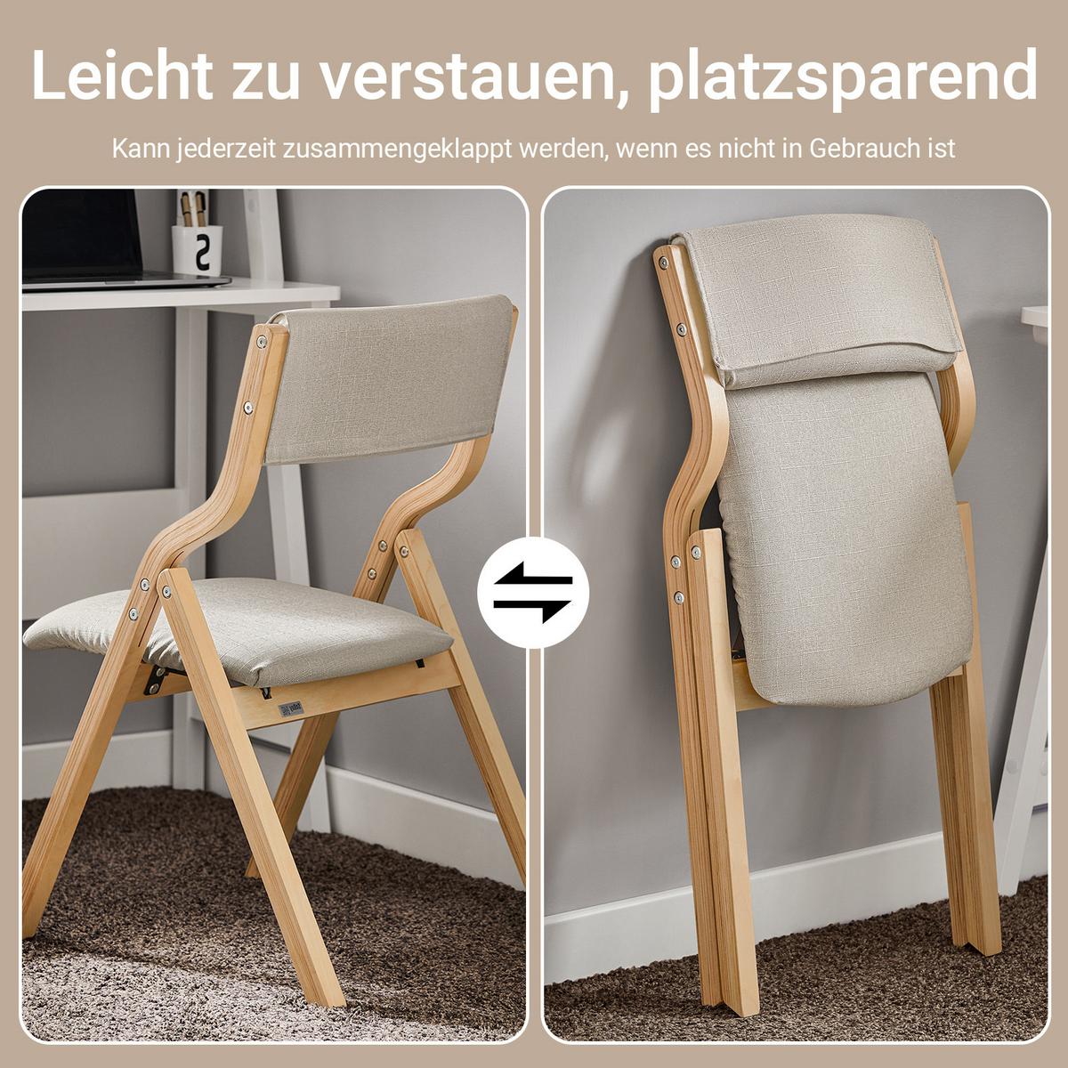 KLAPPSTÜHLEN 2 er set, Grau 48x80x54cm - Grau, Holz/Holzwerkstoff (54/80/48cm) - SoBuy