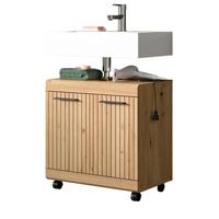 WASCHBECKENUNTERSCHRANK Eiche Artisan 60 cm, Badezimmer Unterschrank auf Rollen - Schwarz/Eiche Artisan, Holzwerkstoff/Kunststoff (60/60/34cm) - Inn.Furn