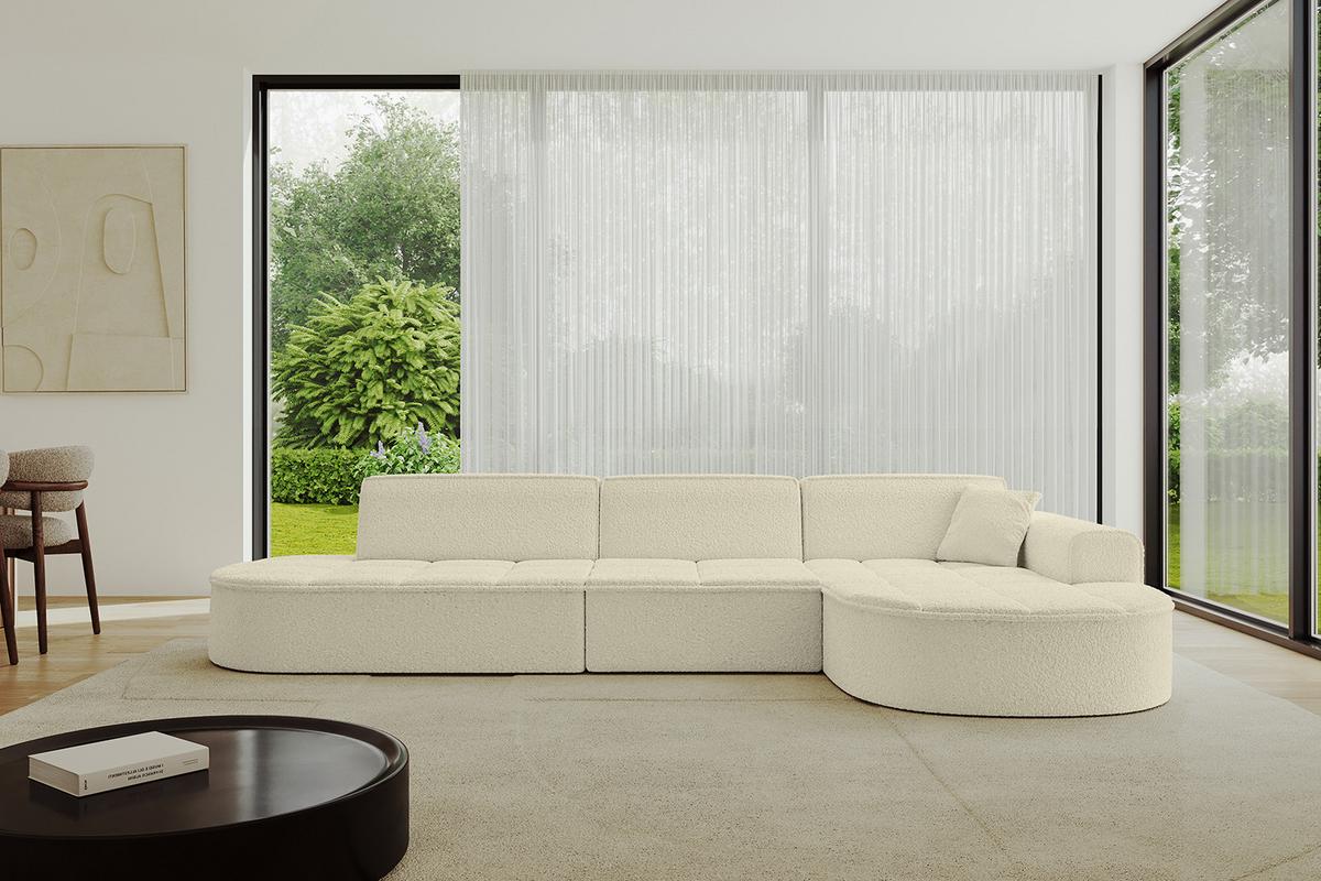 ECKSOFA Ottomane Rechts TARO-L2 - 328x171x79,5 cm Beige - Beige, Holzwerkstoff/Textil (328/171cm) - ALTDECOR
