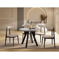 ESSTISCH Avero Black runder ausziehbarer, Beton grau 100-140/100/77 cm - Hellgrau/Schwarz, Holz/Holzwerkstoff (100/140/77cm) - WFL GROUP