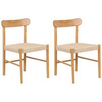 ESSZIMMERSTUHL 2er-Set Holz Hellbraun/Beige Eagan - Hellbraun, Holz (50/76/46cm) - Beliani