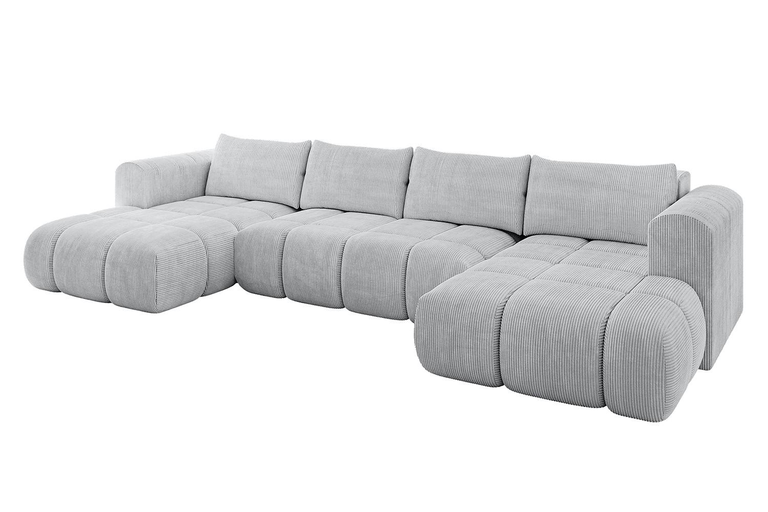 WOHNLANDSCHAFT CLOUD-U 405x185x90 Grau Cord - Grau, Holzwerkstoff/Kunststoff (405/90/185cm) - ALTDECOR