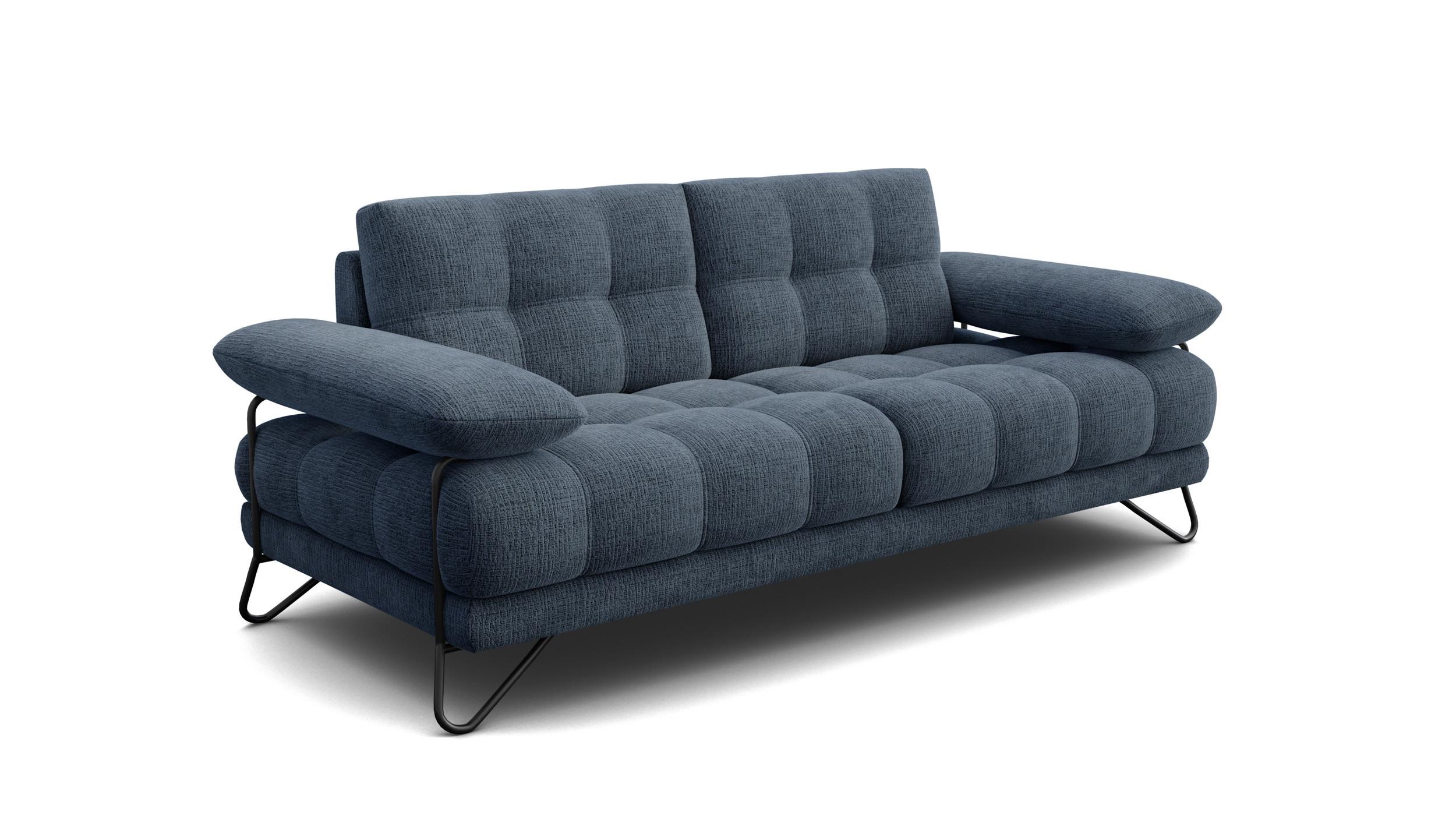 SOFA BUBBARA 2,5-Sitzer, marineblau - Blau/Schwarz, Holz/Textil (215/87/96cm) - Wozimo