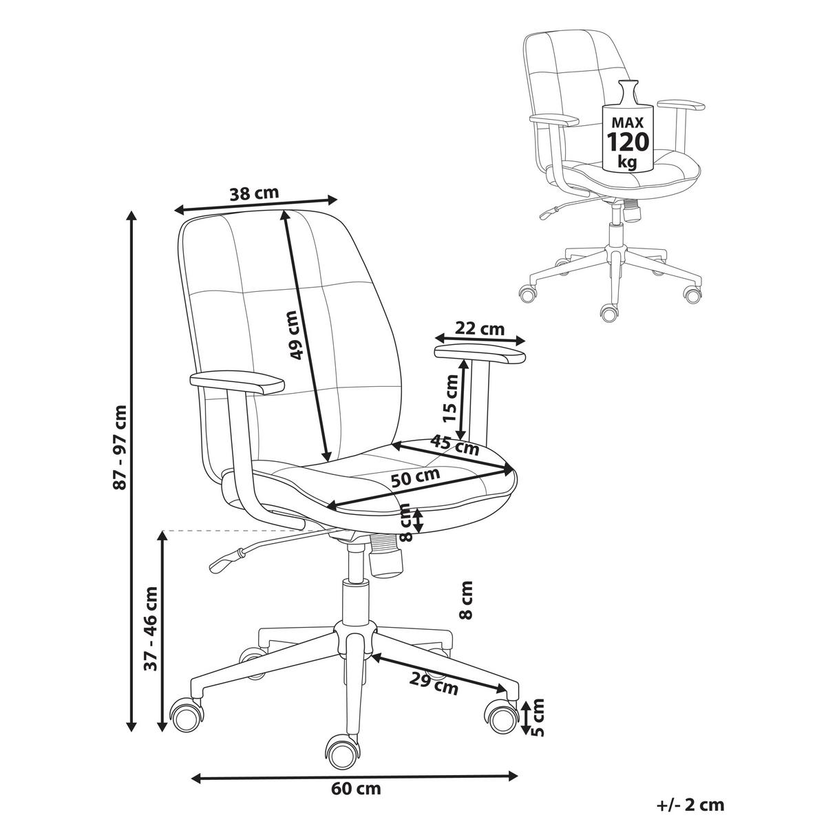 BÜROSTUHL Grau Carlton - Weiß/Grau, Textil (60/87/60cm) - Beliani