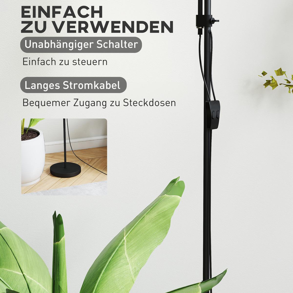 STEHLAMPE aus Metall & Kunststoff Schwarz - Schwarz, Metall (28/28/179.5cm) - HOMCOM