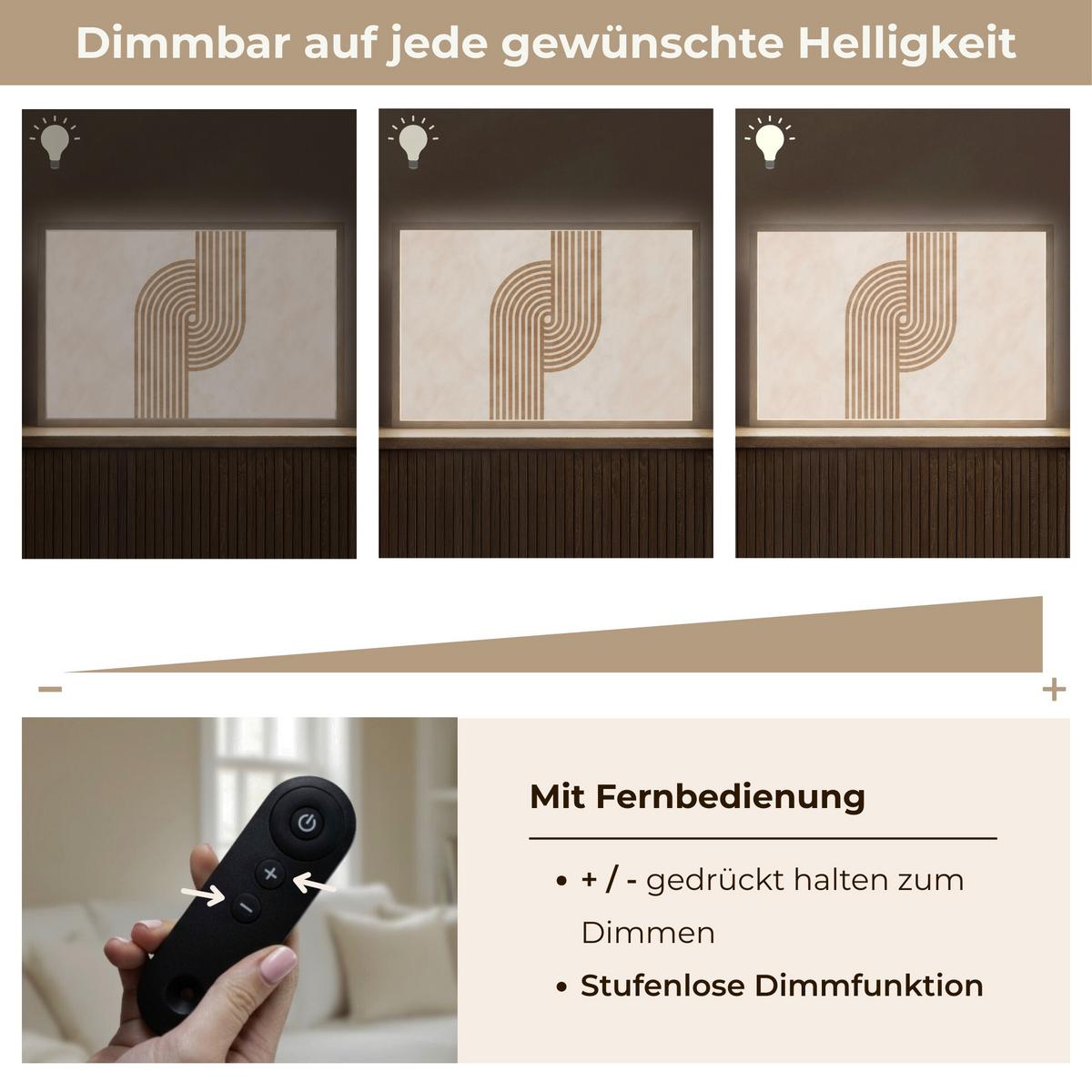WANDLEUCHTE MIT AKKU Symmetrische Biegung - kupferfarbig 60x40 cm - Beige, Holzwerkstoff (60/40/8cm) - OnlyWow