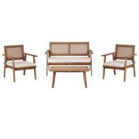 4-SITZER LOUNGE SET Akazienholz Helles Beige Arenella - Hellbraun/Beige, Holz - Beliani