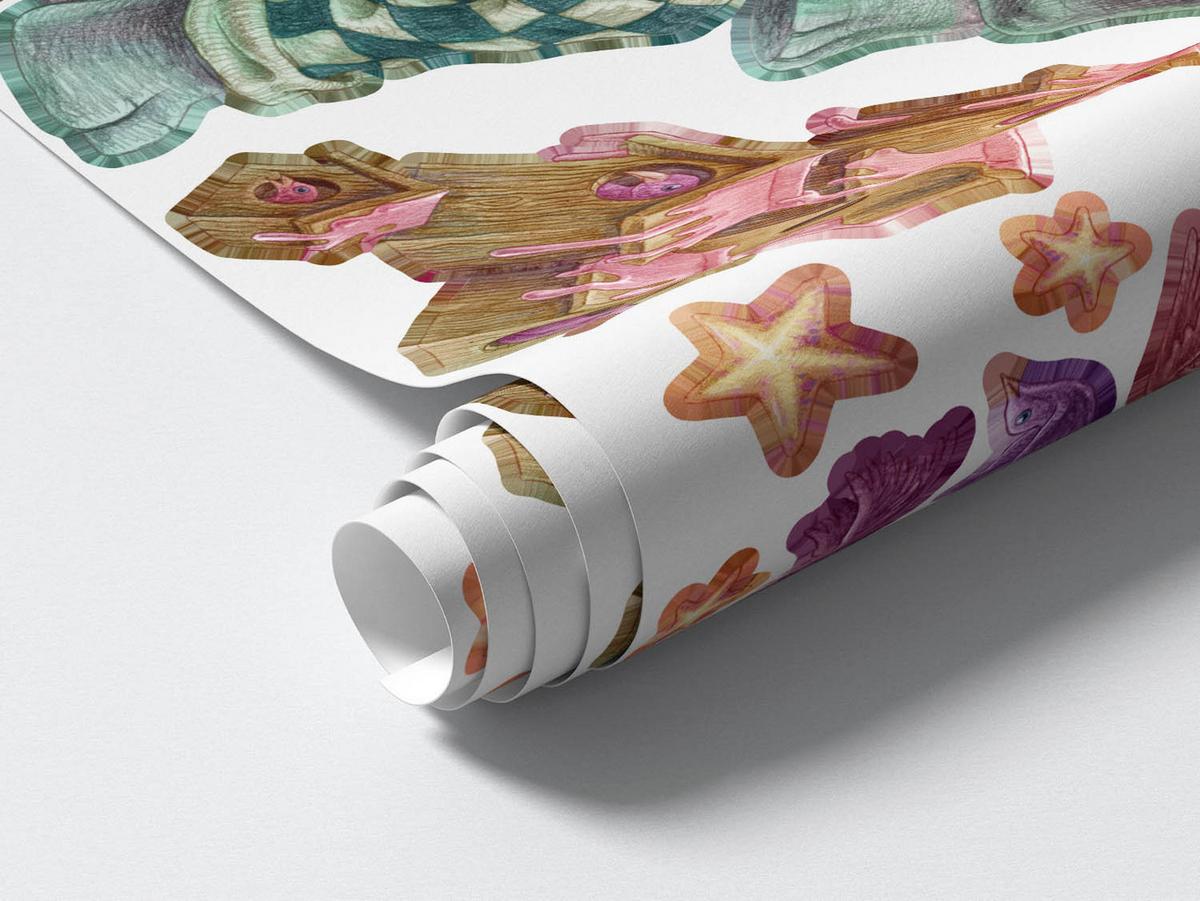 WANDAUFKLEBER 130x180cm - Pastellfarbene Tiere - Multicolor, Kunststoff (130/180/0.1cm) - Wallfluent